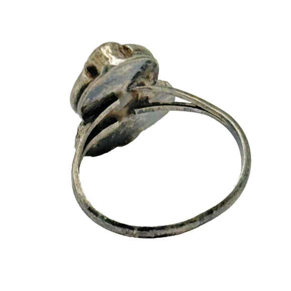 Vintage Sterling Silver Native Signed JJ Sterling MOP Mother of Pearl Ring 5.25 - Picture 3 of 5